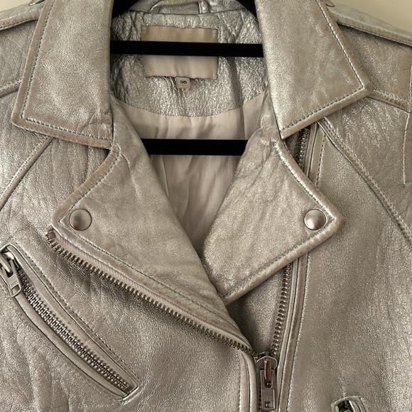 IRO Ebya silver metallic distressed leather jacket - Picture 2 of 10
